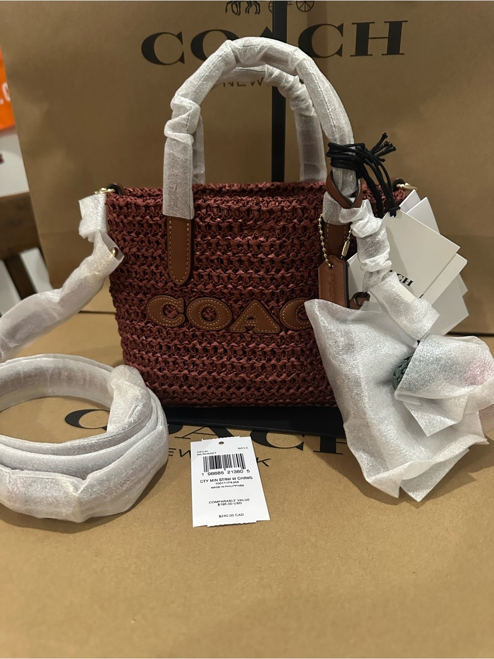 Coach City Mini Tote Bag With Charms CEU30 - Picture 7 of 9